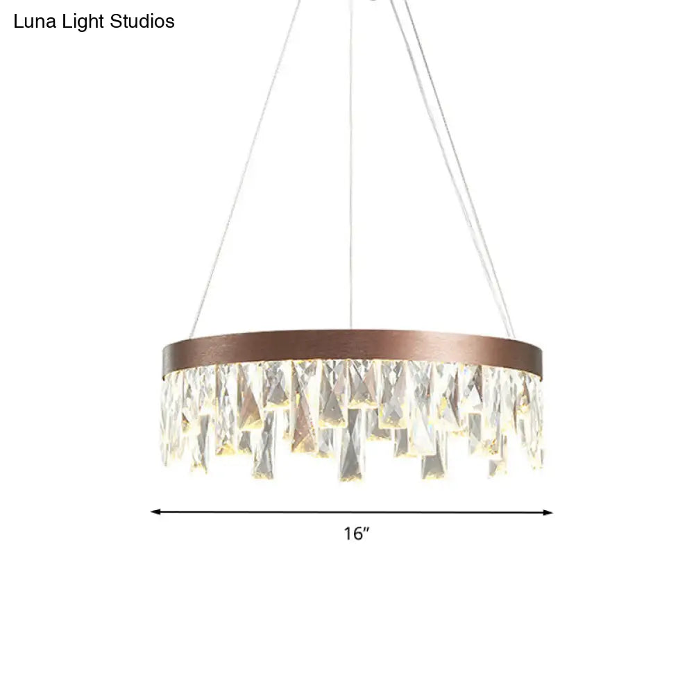 Brown Led Crystal Block Chandelier Light Contemporary Suspension For Living Room 16/23.5/31.5 Wide