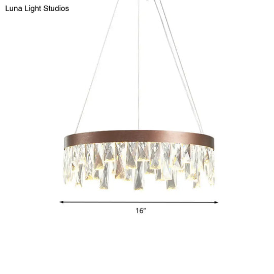 Brown Led Crystal Block Chandelier Light Contemporary Suspension For Living Room 16/23.5/31.5 Wide