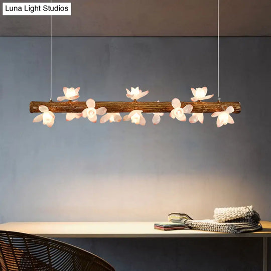 Brown Modern Linear Island Pendant Metal Lamp