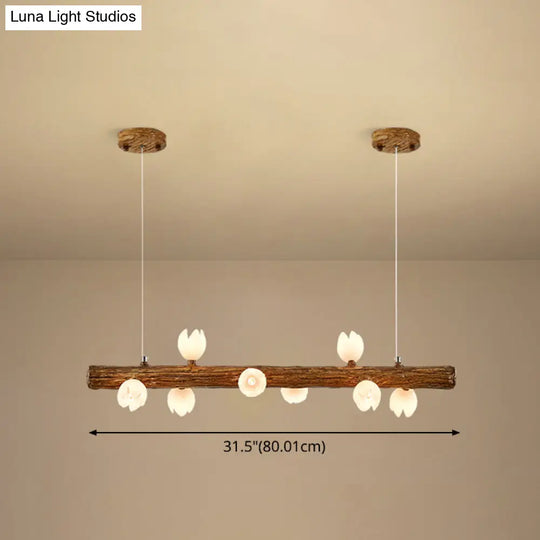 Brown Modern Linear Island Pendant Metal Lamp