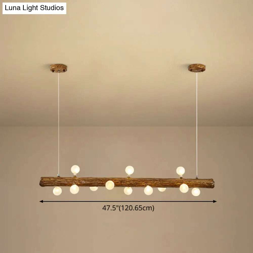 Brown Modern Linear Island Pendant Metal Lamp