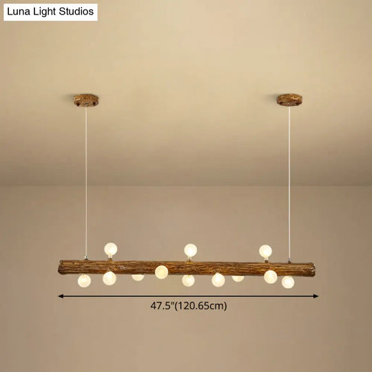 Brown Modern Linear Island Pendant Metal Lamp