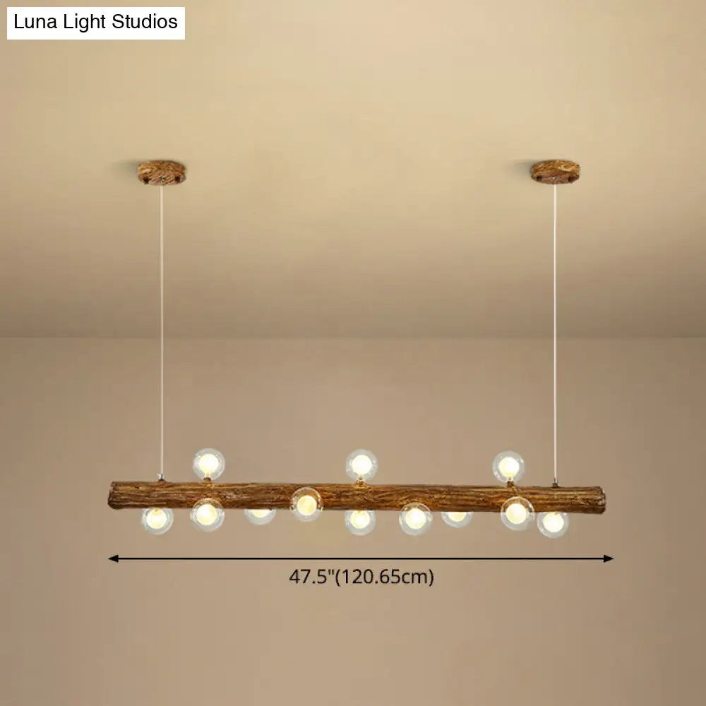 Brown Modern Linear Island Pendant Metal Lamp