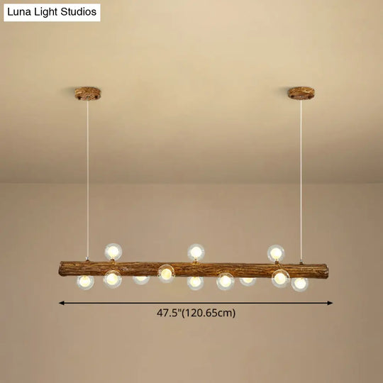 Brown Modern Linear Island Pendant Metal Lamp