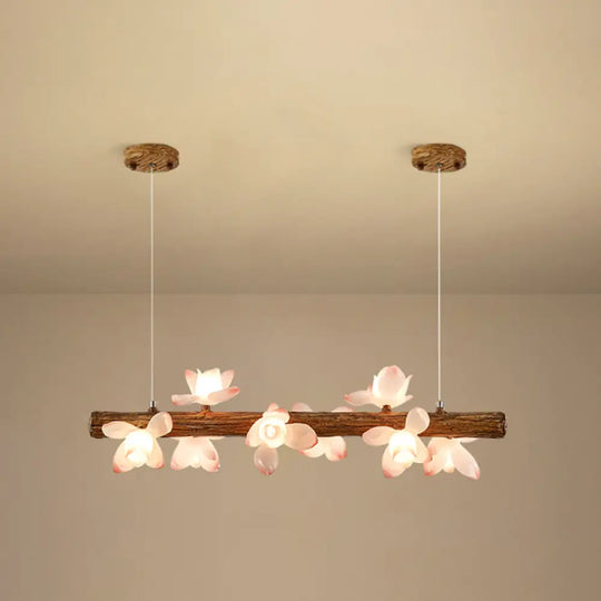 Brown Modern Linear Island Pendant Metal Lamp 8 / Lotus