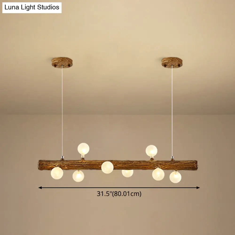 Brown Modern Linear Island Pendant Metal Lamp