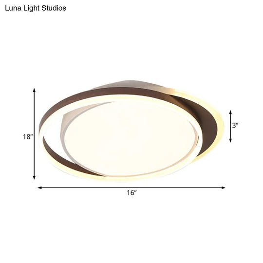 Brown Orbit Led Flush Mount Ceiling Light For Living Room - Simple 16’/19.5’ Wide Warm/White