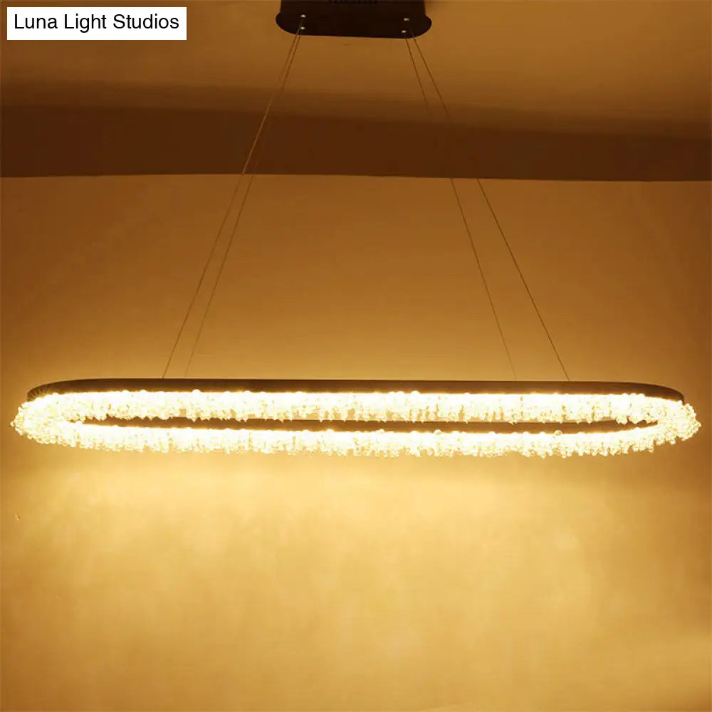 Contemporary Crystal Led Chandelier With Brown Oval Suspension And Multiple Light Options / Warm