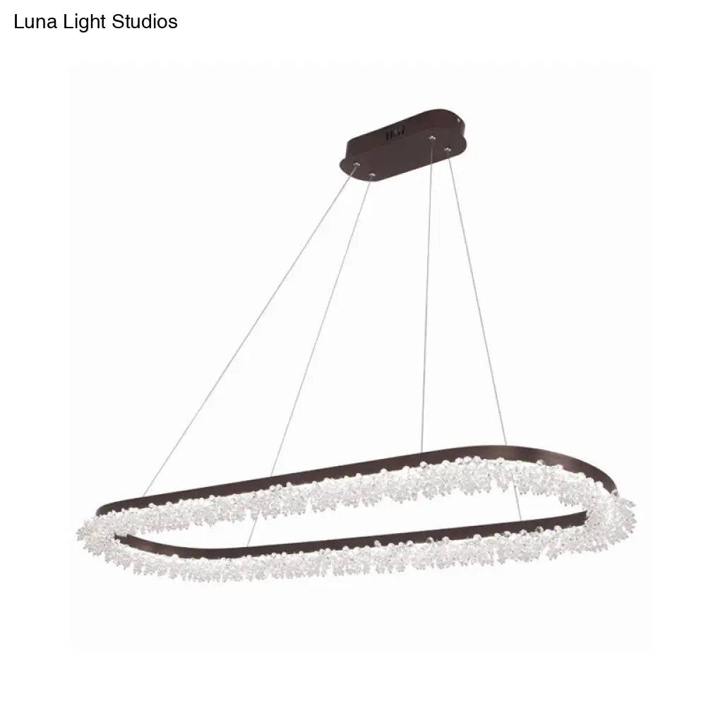 Contemporary Crystal Led Chandelier With Brown Oval Suspension And Multiple Light Options