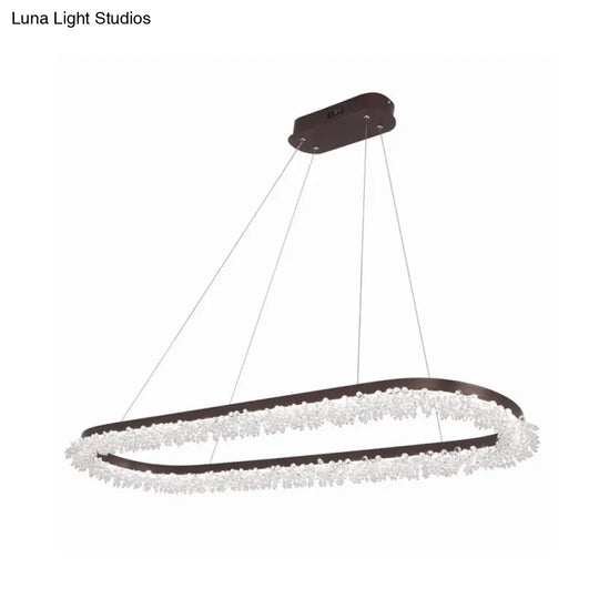 Contemporary Crystal Led Chandelier With Brown Oval Suspension And Multiple Light Options