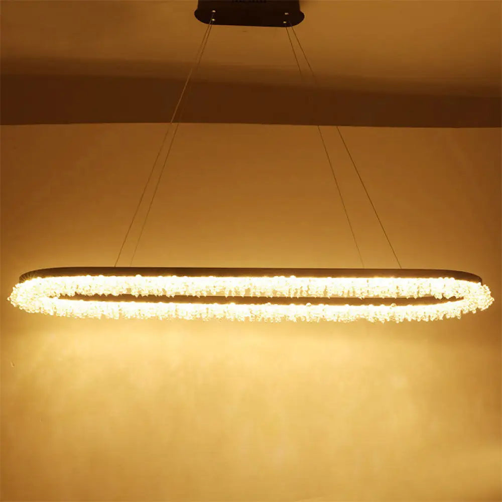 Brown Oval Crystal Led Chandelier Light Fixture With Suspension For Contemporary Lighting In