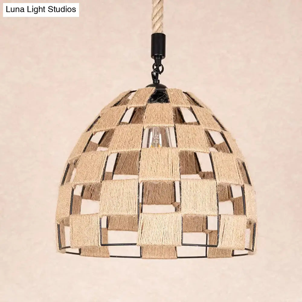 Brown Pinecone Pendant Light With Cottage Hollow Design - Ceiling Suspension Lamp