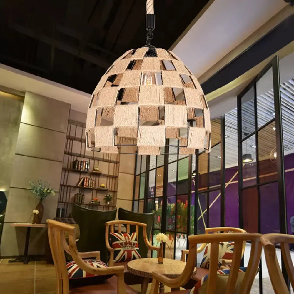 Brown Pinecone Pendant Light With Cottage Hollow Design - Ceiling Suspension Lamp
