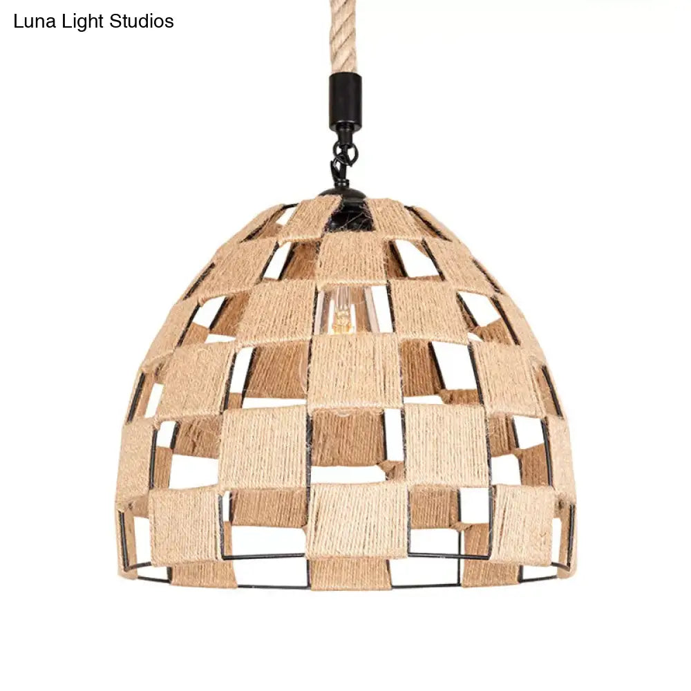 Brown Pinecone Pendant Light With Cottage Hollow Design - Ceiling Suspension Lamp