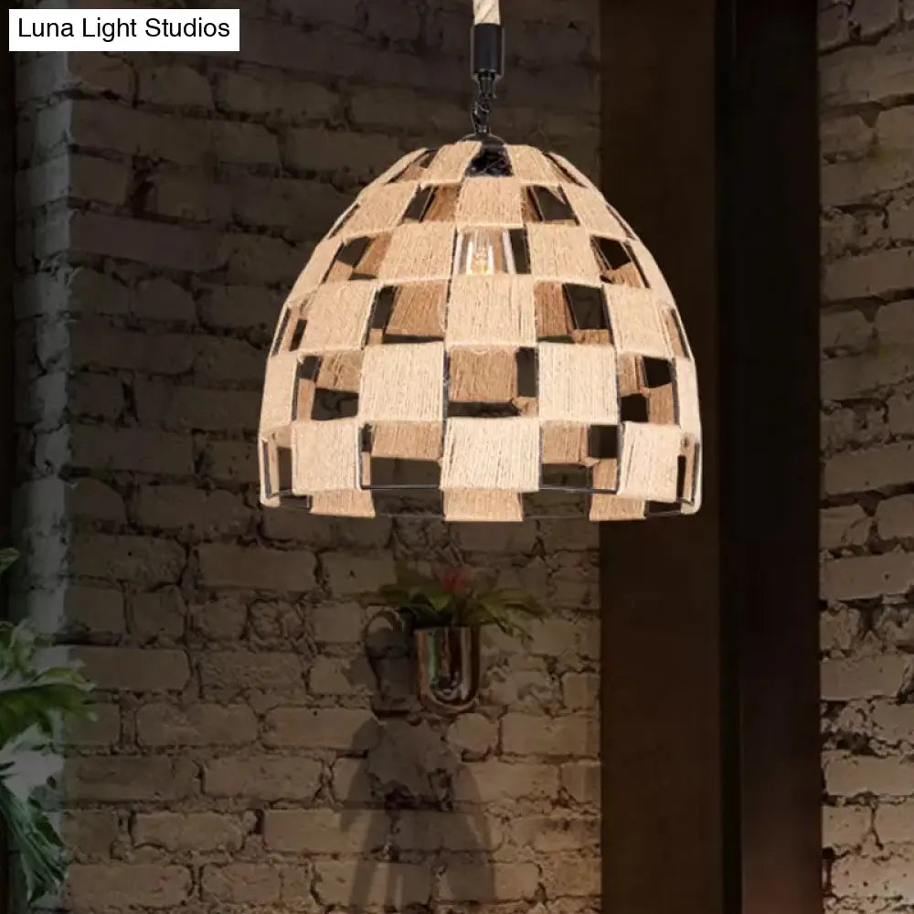 Brown Pinecone Pendant Light With Cottage Hollow Design - Ceiling Suspension Lamp