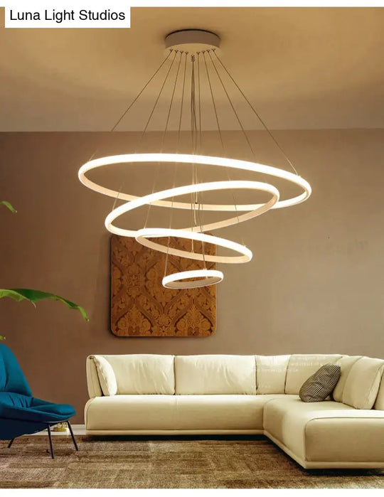 Brown/White Modern Led Pendant Lights For Living Room Bedroom Dining Indoor Home 1/2/3/4 Circle