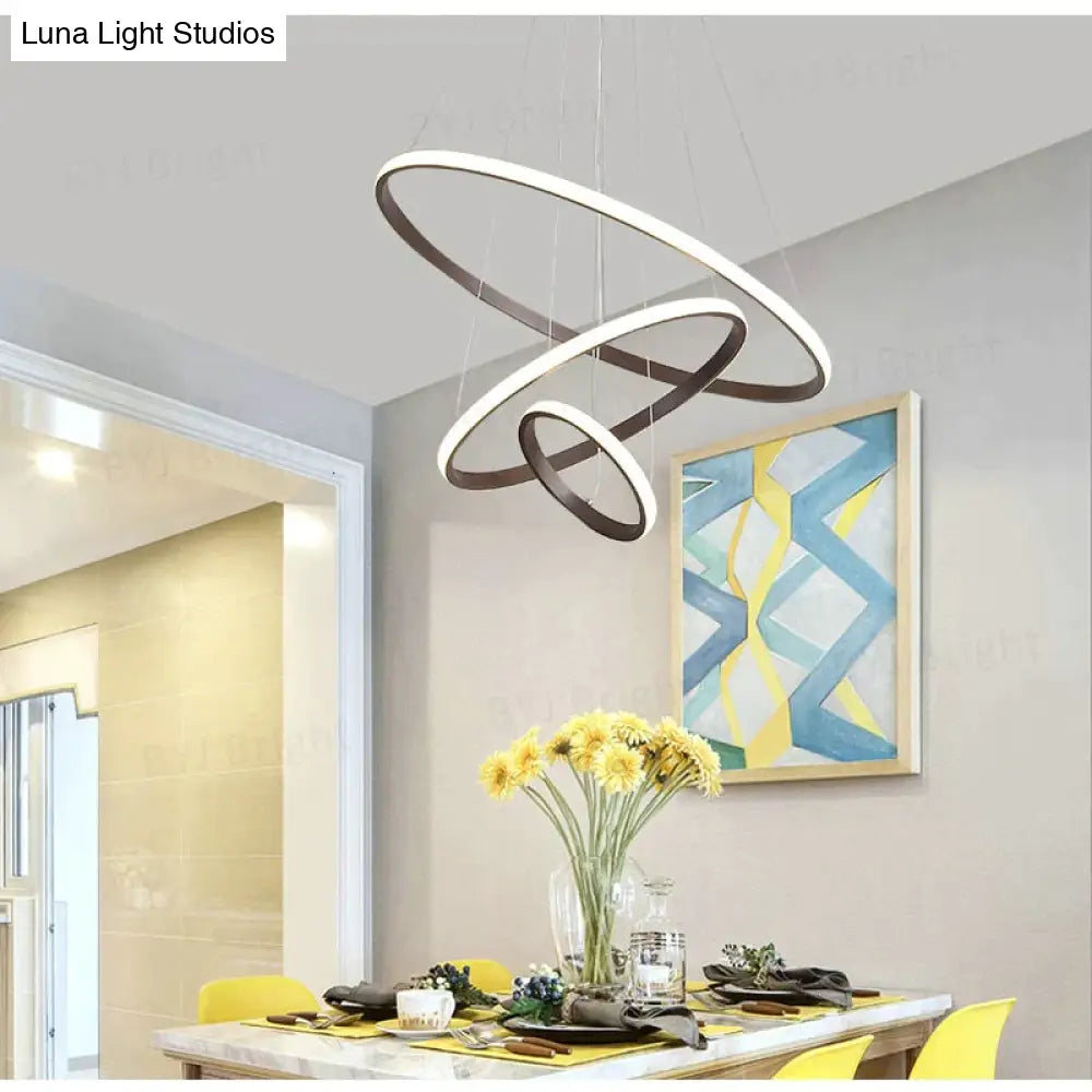 Brown/White Modern Led Pendant Lights For Living Room Bedroom Dining Indoor Home 1/2/3/4 Circle