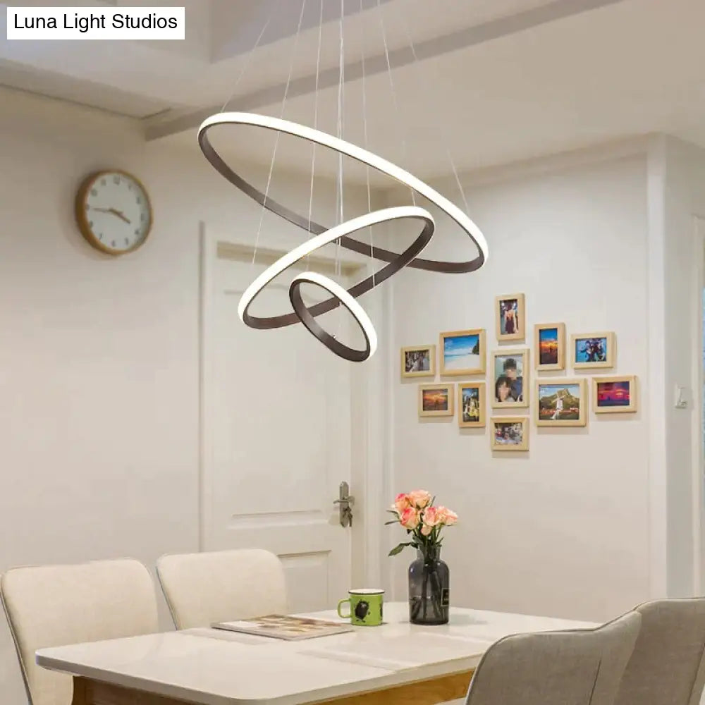 Brown/White Modern Led Pendant Lights For Living Room Bedroom Dining Indoor Home 1/2/3/4 Circle