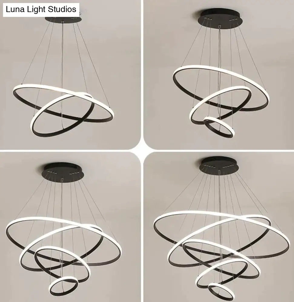 Brown/White Modern Led Pendant Lights For Living Room Bedroom Dining Indoor Home 1/2/3/4 Circle