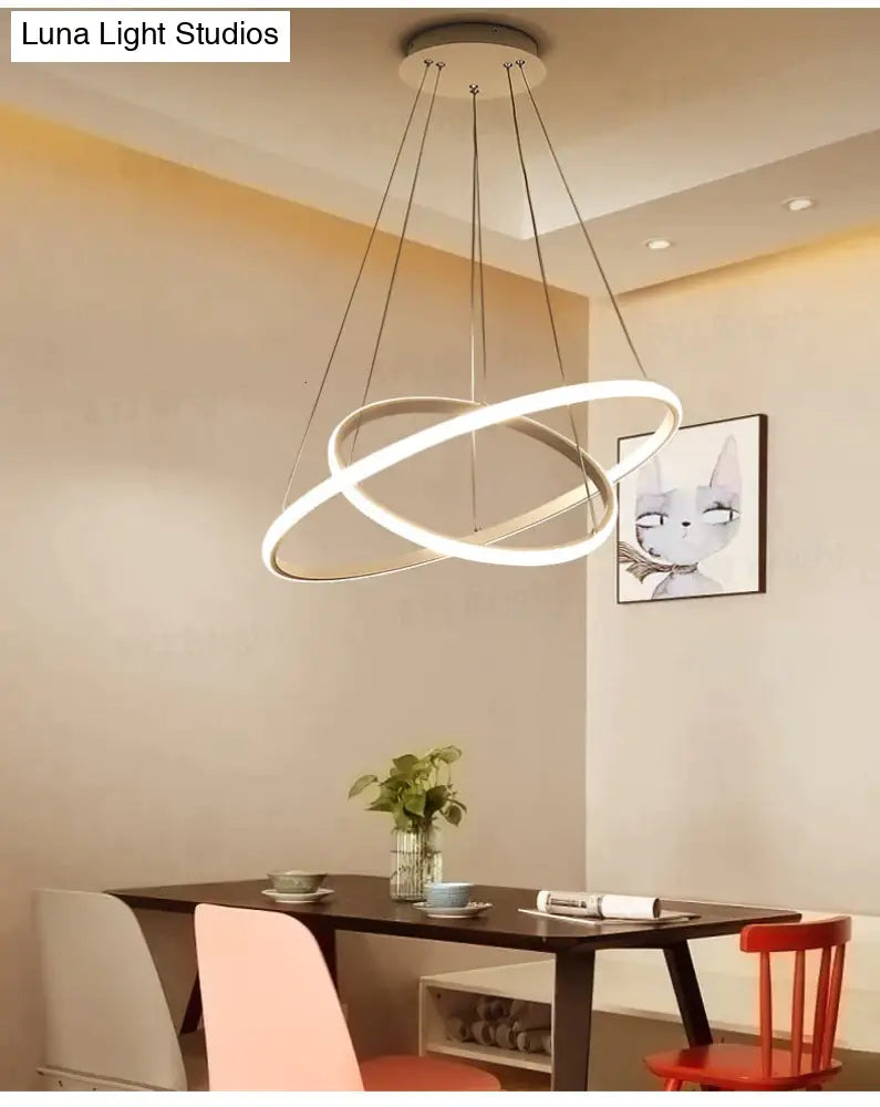 Brown/White Modern Led Pendant Lights For Living Room Bedroom Dining Indoor Home 1/2/3/4 Circle