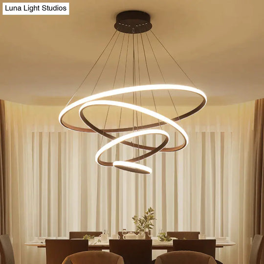 Brown/White Modern Led Pendant Lights For Living Room Bedroom Dining Indoor Home 1/2/3/4 Circle