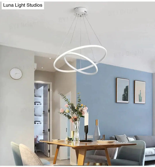 Brown/White Modern Led Pendant Lights For Living Room Bedroom Dining Indoor Home 1/2/3/4 Circle