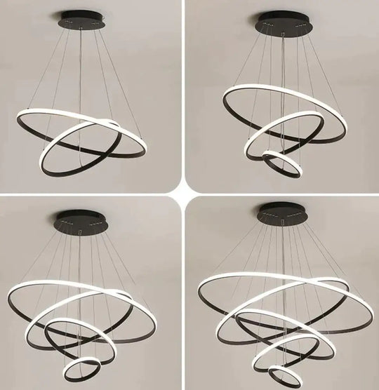 Brown/White Modern Led Pendant Lights For Living Room Bedroom Dining Indoor Home 1/2/3/4 Circle