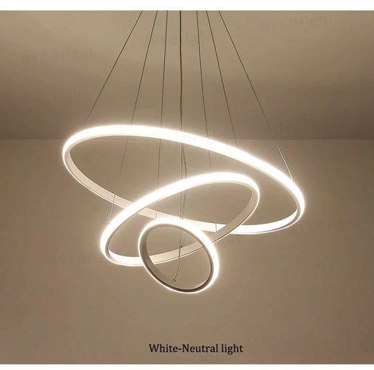 Brown/White Modern LED Pendant Lights For Living Room Bedroom Dining Room Indoor Home 1/2/3/4 Circle Rings Deco Pendant Lamp