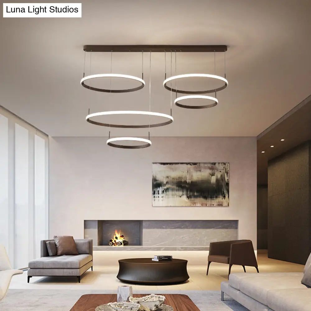 Bruno Minimalist Acrylic Circle Chandelier - White/Warm/Natural Light Options 2/3/5-Head Ceiling