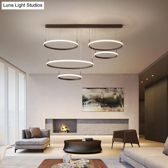 Bruno Minimalist Acrylic Circle Chandelier - White/Warm/Natural Light Options 2/3/5-Head Ceiling