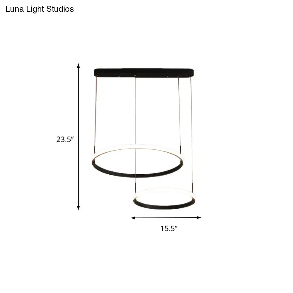 Bruno Minimalist Acrylic Circle Chandelier - White/Warm/Natural Light Options 2/3/5-Head Ceiling