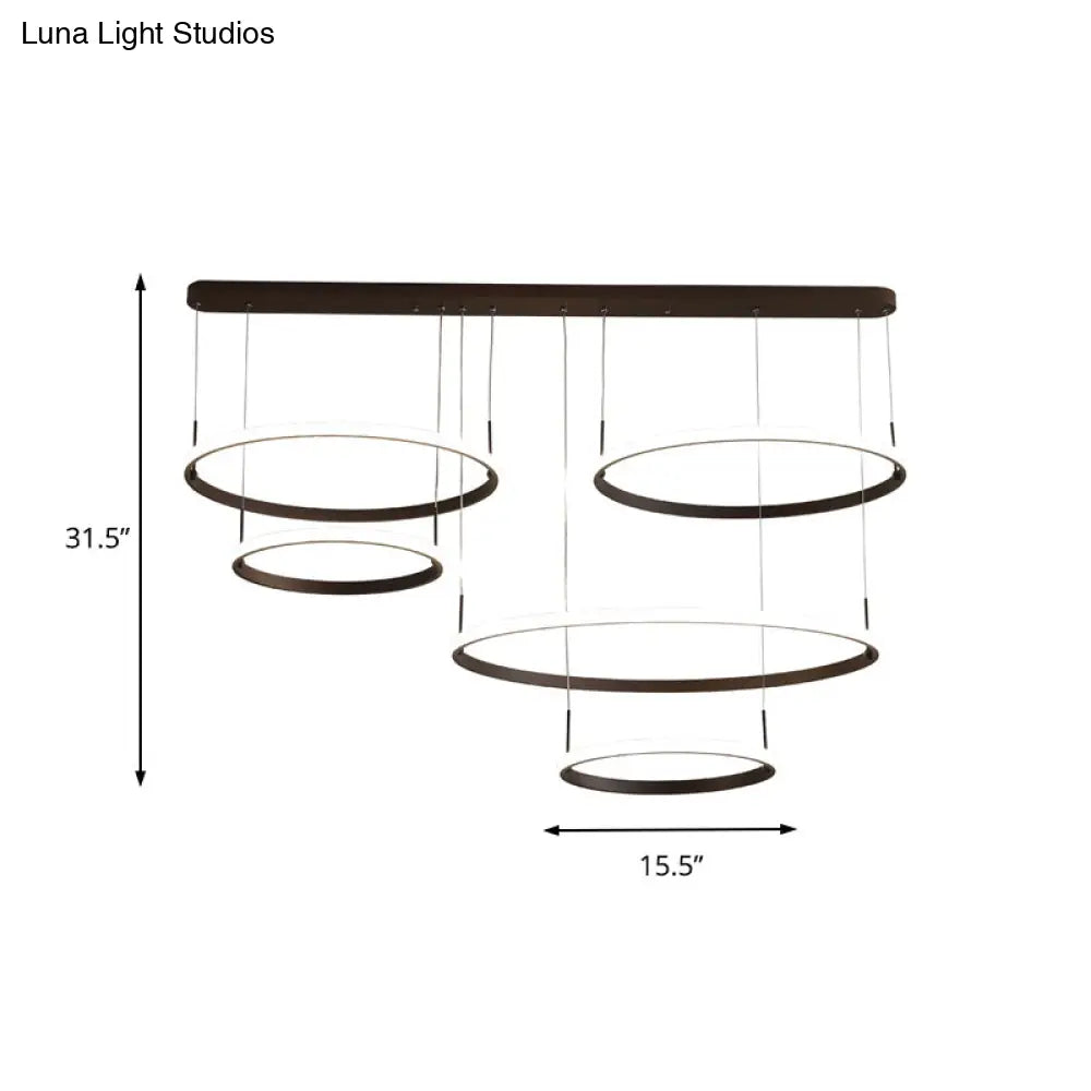 Bruno Minimalist Acrylic Circle Chandelier - White/Warm/Natural Light Options 2/3/5-Head Ceiling