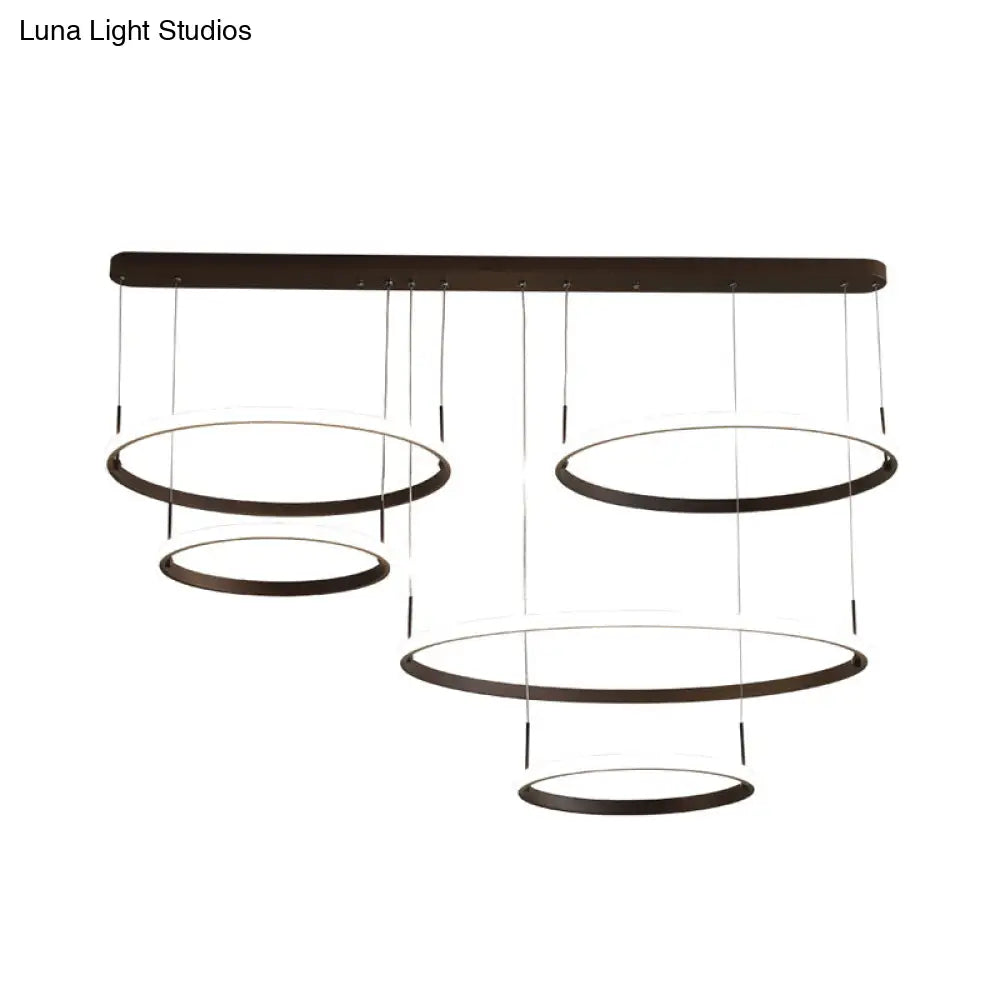 Bruno Minimalist Acrylic Circle Chandelier - White/Warm/Natural Light Options 2/3/5-Head Ceiling