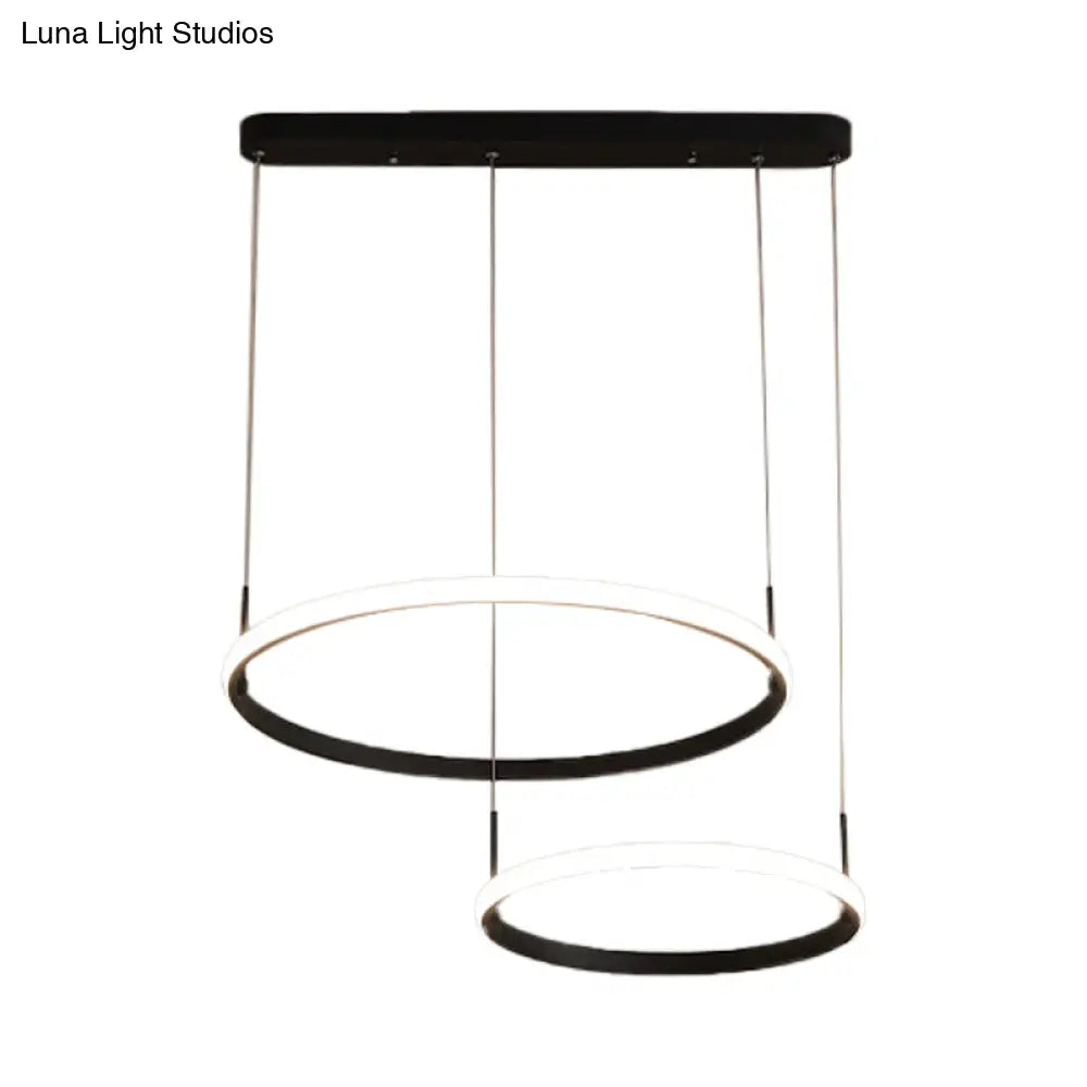 Bruno Minimalist Acrylic Circle Chandelier - White/Warm/Natural Light Options 2/3/5-Head Ceiling