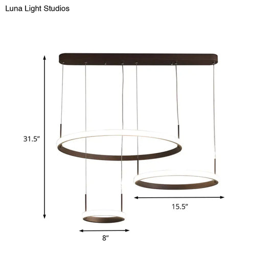 Bruno Minimalist Acrylic Circle Chandelier - White/Warm/Natural Light Options 2/3/5-Head Ceiling