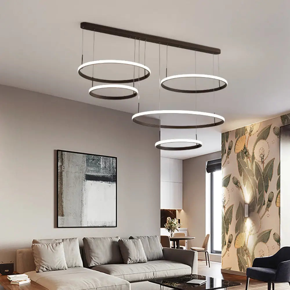 Bruno Minimalist Acrylic Circle Chandelier - White/Warm/Natural Light Options 2/3/5-Head Ceiling