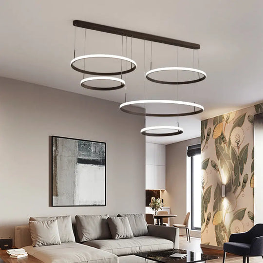 Bruno Minimalist Acrylic Circle Chandelier - White/Warm/Natural Light Options 2/3/5-Head Ceiling