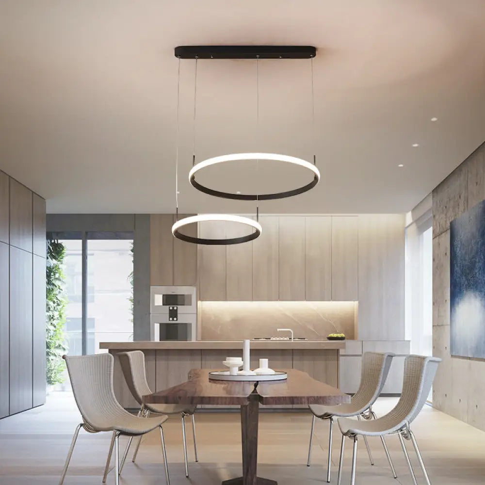 Bruno Minimalist Acrylic Circle Chandelier - White/Warm/Natural Light Options 2/3/5-Head Ceiling