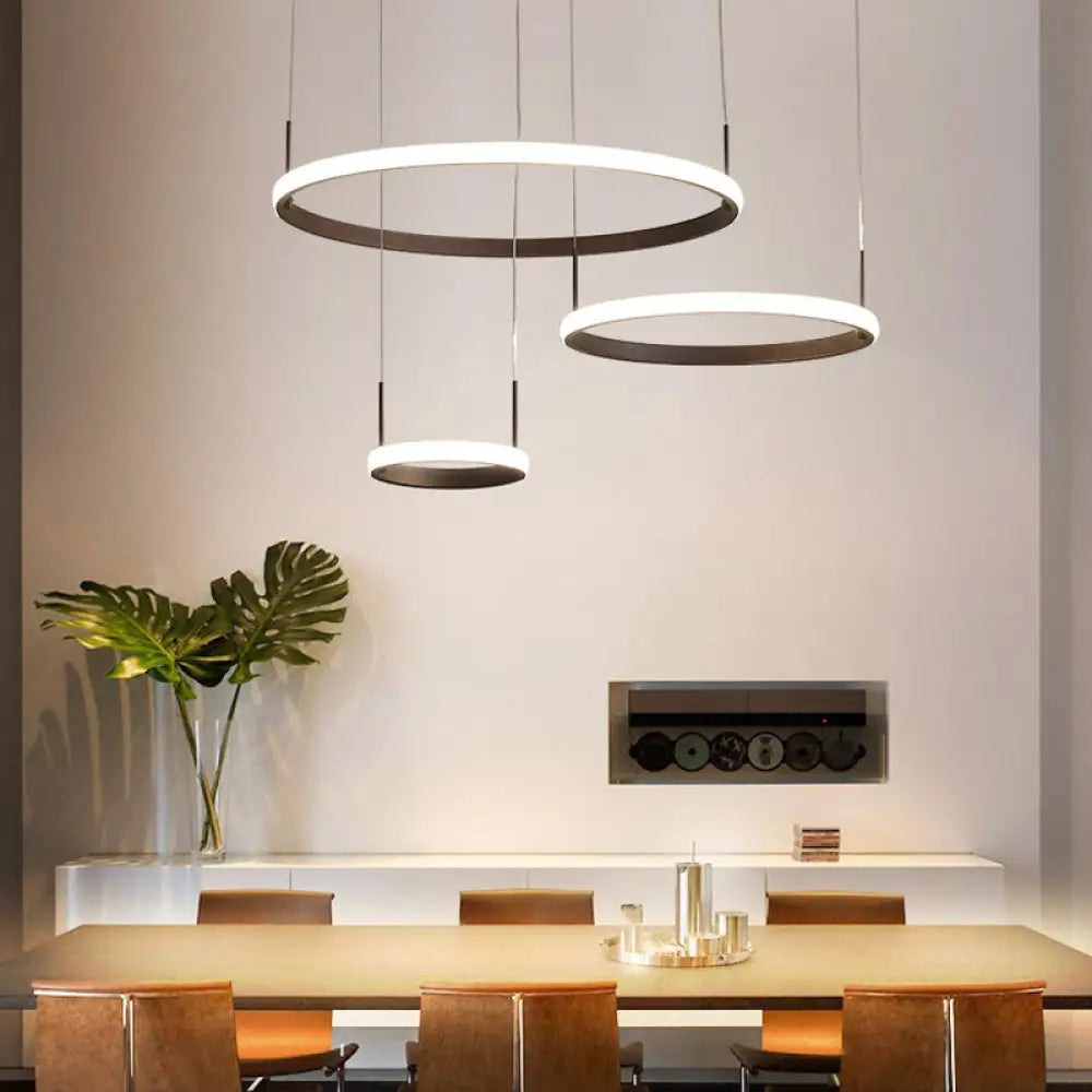 Bruno Minimalist Acrylic Circle Chandelier - White/Warm/Natural Light Options 2/3/5-Head Ceiling