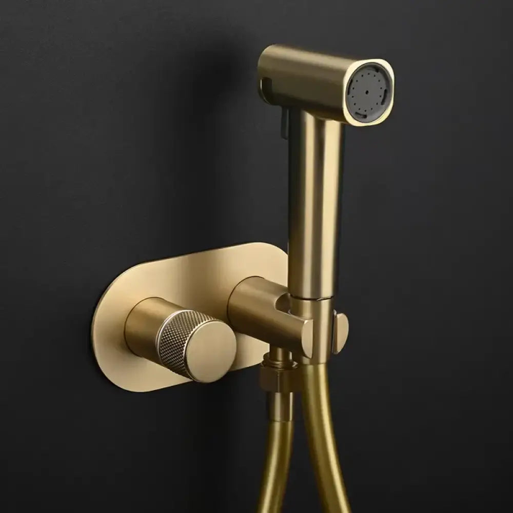Brush Rose Gold Hand Held Bidet Sprayer Douche Toilet Kit Brass Bidet Faucet Set Hot and Cold Valve Set Jet Bathroom