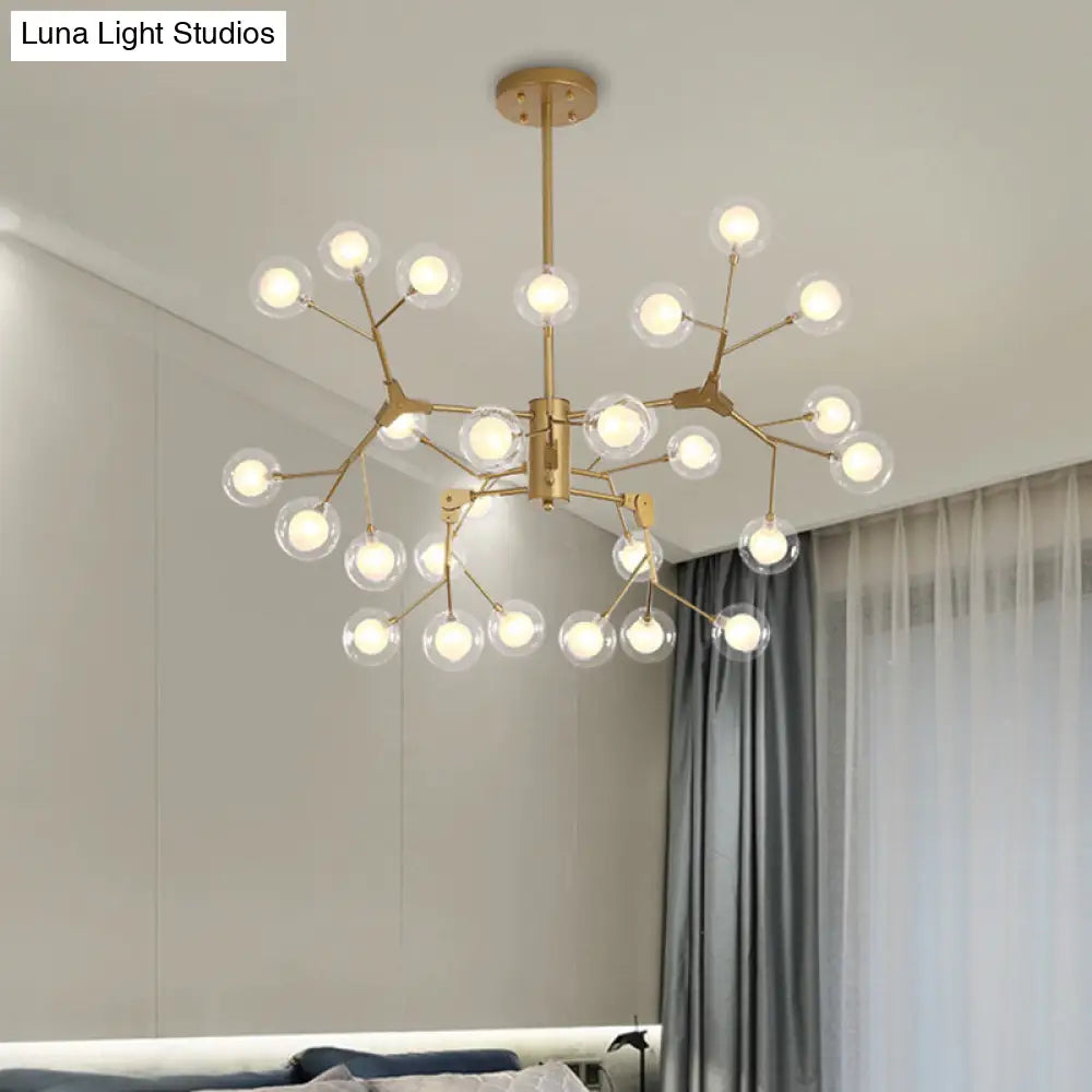 Double-Layer Glass Bubble Ball Led Pendant Light - Minimalist White Chandelier Lighting