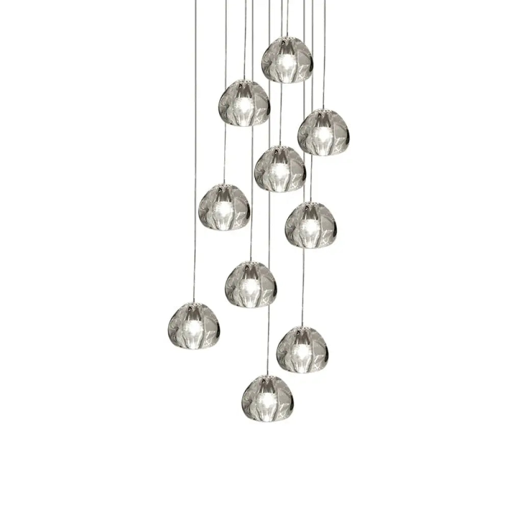 Bubble Glass Mini Pendant Light - Modern Nordic Design Led Round Stair Hanging Lamp 10 / Clear