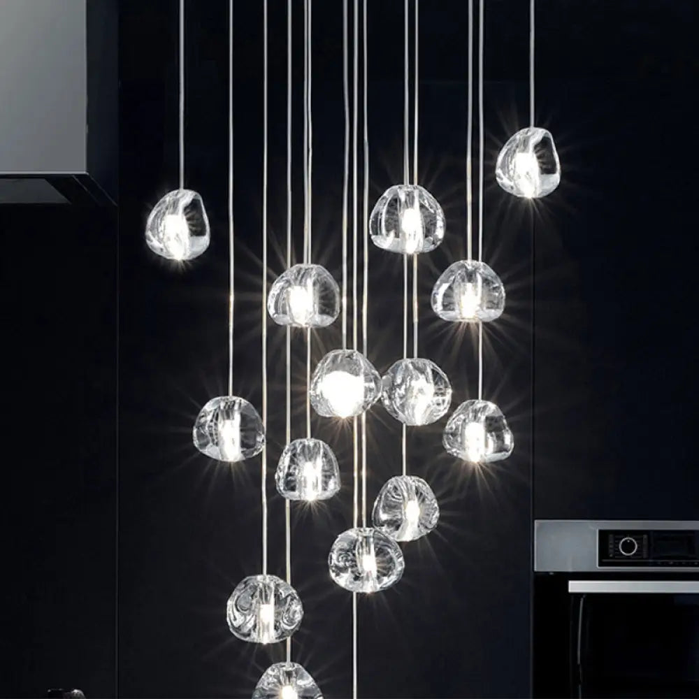 Bubble Glass Mini Pendant Light - Modern Nordic Design Led Round Stair Hanging Lamp 14 / Clear