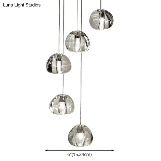 Modern Nordic Led Clear Bubble Glass Mini Pendant Light - Round Stair Hanging Lamp