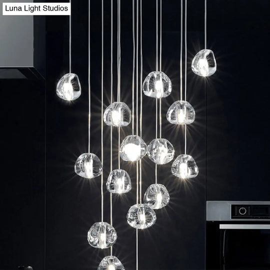 Modern Nordic Led Clear Bubble Glass Mini Pendant Light - Round Stair Hanging Lamp 14 /