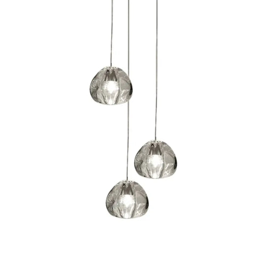 Bubble Glass Mini Pendant Light - Modern Nordic Design Led Round Stair Hanging Lamp 3 / Clear