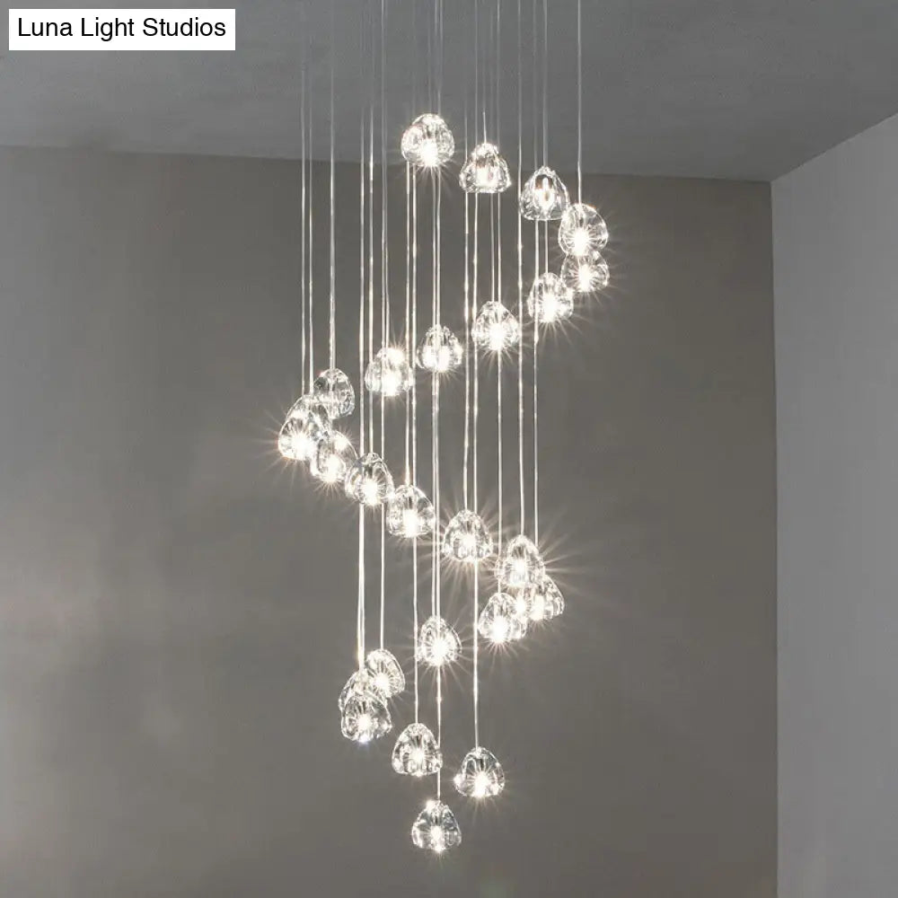 Modern Nordic Led Clear Bubble Glass Mini Pendant Light - Round Stair Hanging Lamp