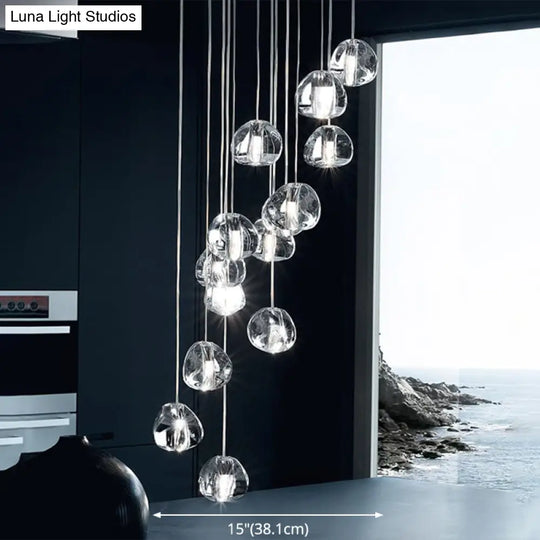 Bubble Glass Mini Pendant Light - Modern Nordic Design Led Round Stair Hanging Lamp