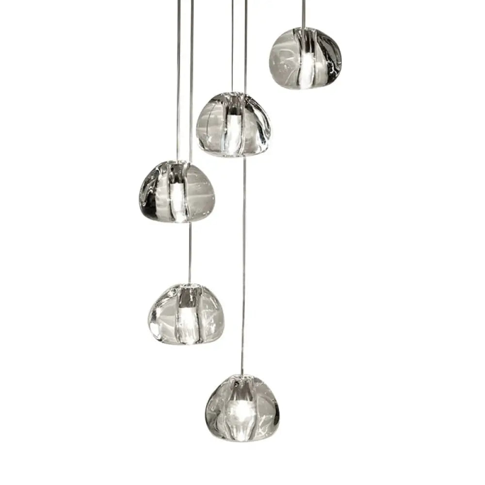 Bubble Glass Mini Pendant Light - Modern Nordic Design Led Round Stair Hanging Lamp 5 / Clear