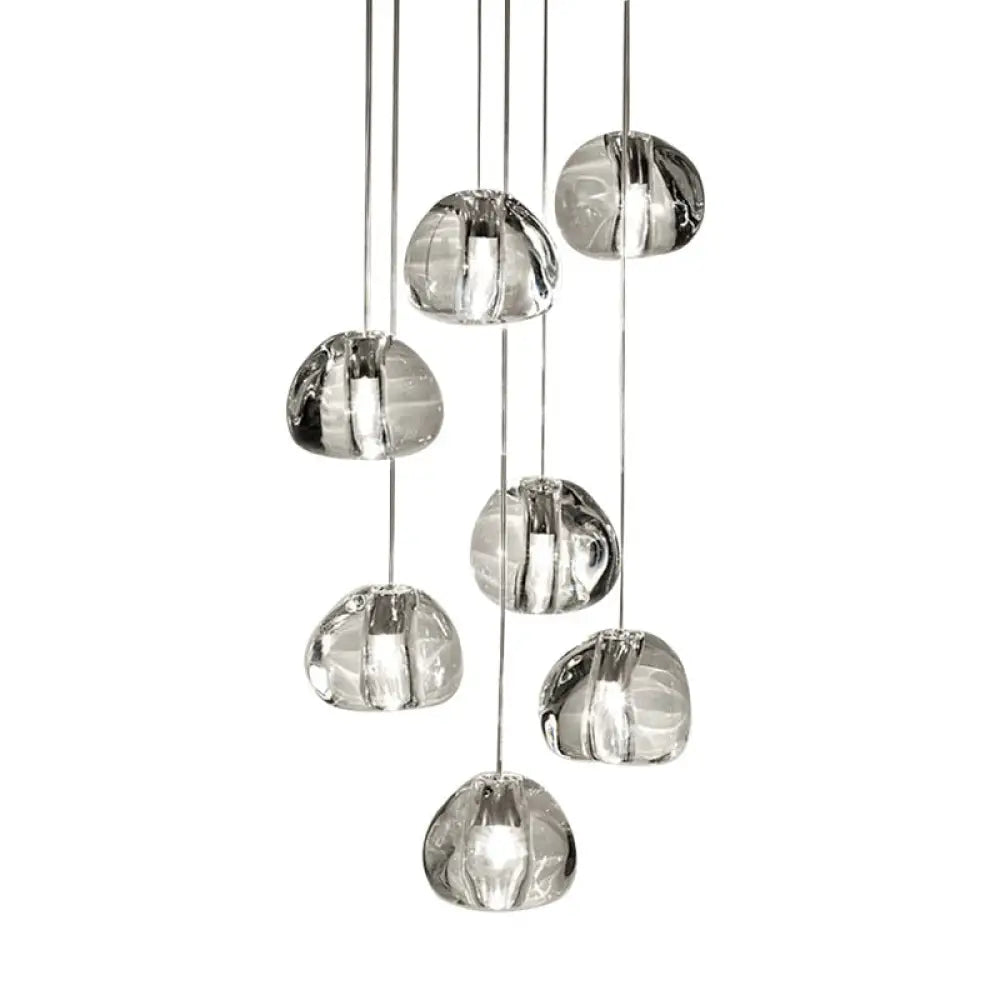 Bubble Glass Mini Pendant Light - Modern Nordic Design Led Round Stair Hanging Lamp 7 / Clear